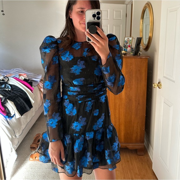 ZARA black and blue metallic mini dress | Size XS - Picture 2 of 10